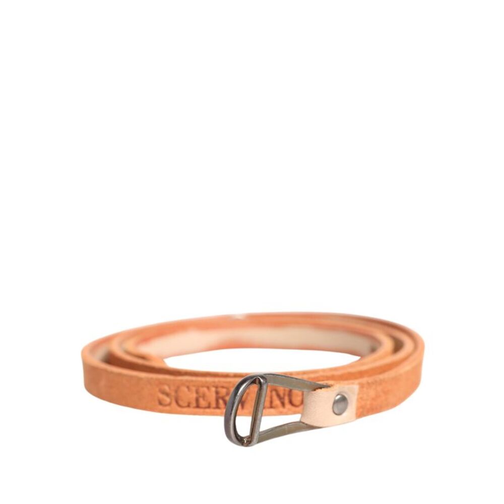 Scervino Street Women Orange Silver Metal Buckle Skinny Women's Belt